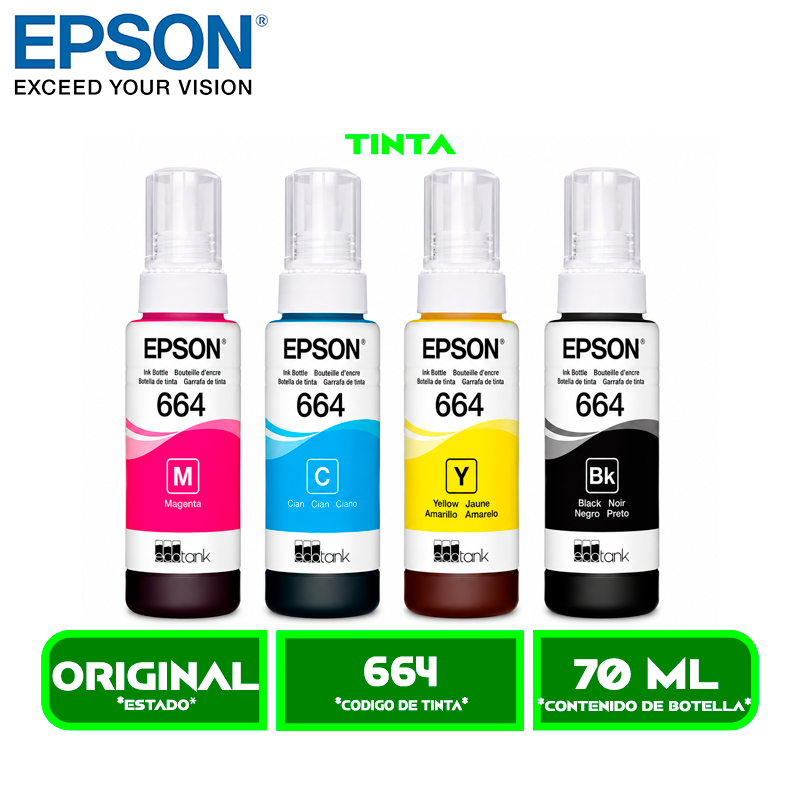 JUEGO COMPLETO DE TINTAS EPSON T664220 (664)