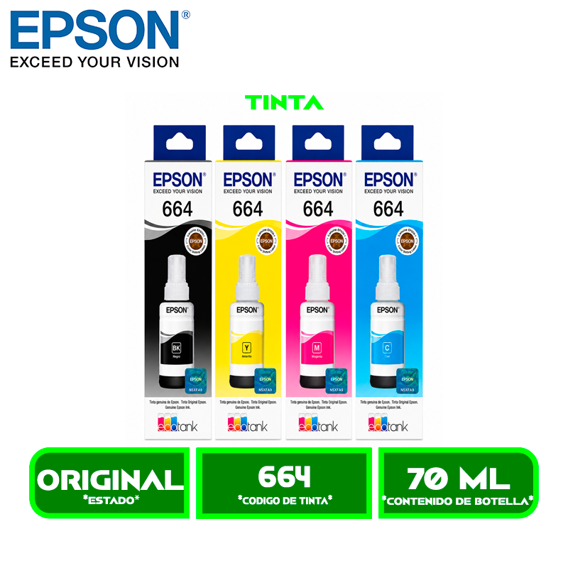 JUEGO COMPLETO DE TINTAS EPSON T664220 (664)