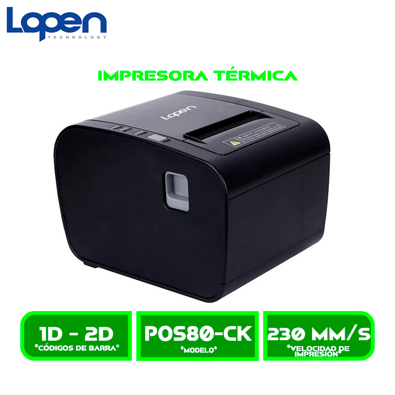 POS80-CK 1 IMPRESORA THERMICA LOPEN LN-POS80-CK-UB 80MM USB/BLUETOOTH
