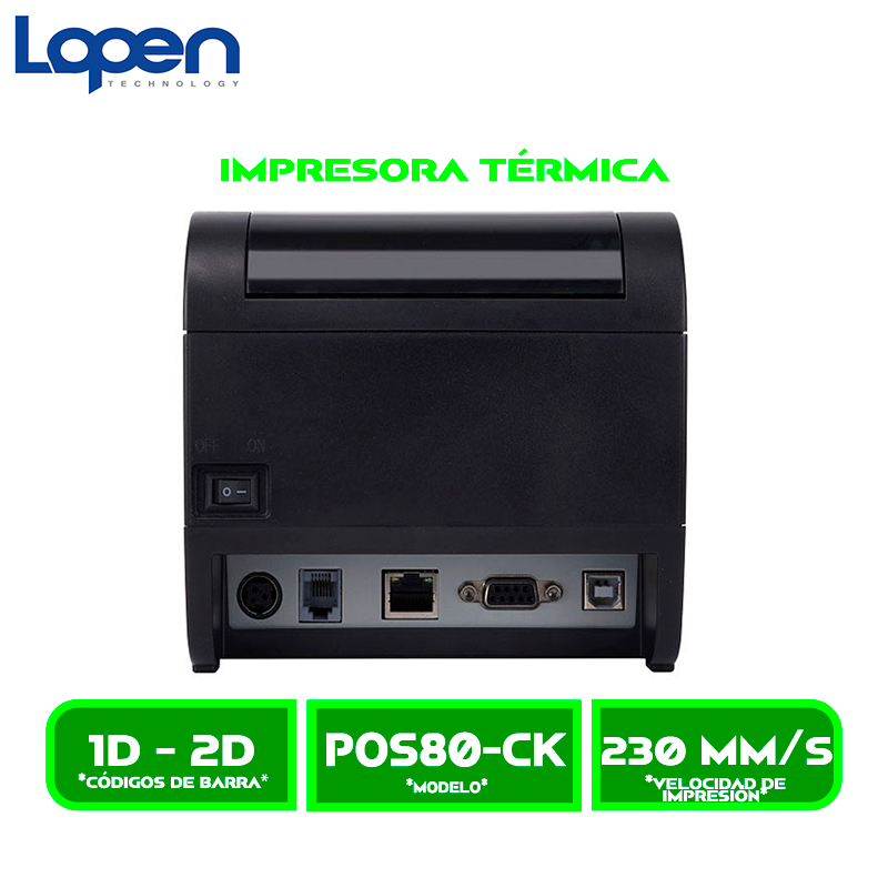 POS80-CK 2 IMPRESORA THERMICA LOPEN LN-POS80-CK-UB 80MM USB/BLUETOOTH