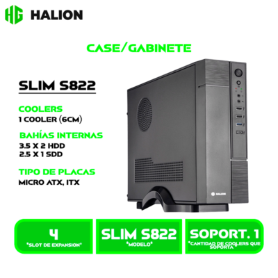 CASE HALION MINI SLIM S822 MATX 350W USB-C