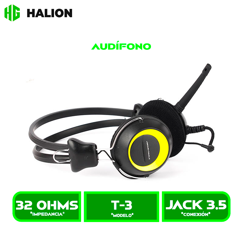 AUDIFONO HALION C/ MICROFONO T3 AMARILLO