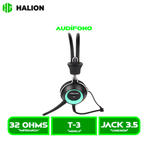 T-3 VERDE 1 AUDIFONO HALION C/ MICROFONO T3 VERDE
