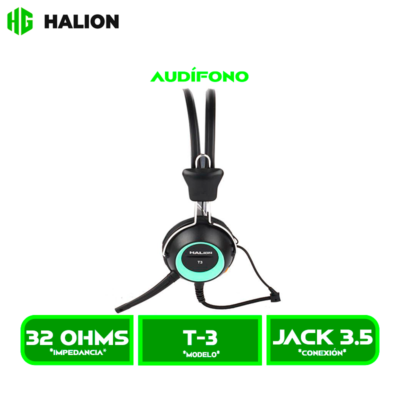 AUDIFONO HALION C/ MICROFONO T3 VERDE