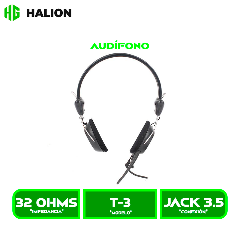 AUDIFONO HALION C/ MICROFONO T3 VERDE