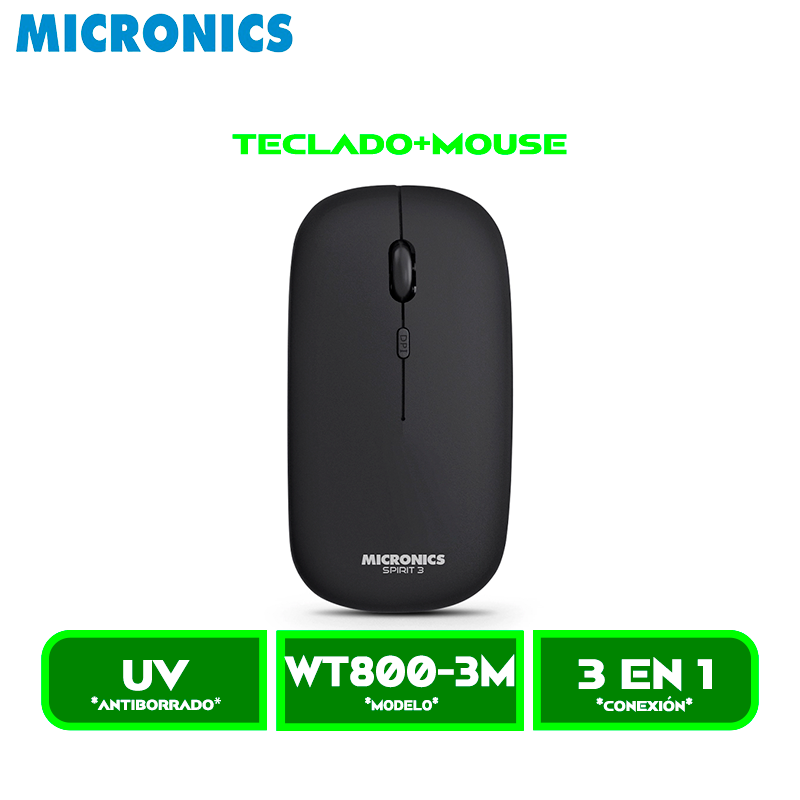 TECLADO+MOUSE MICRONICS SPIRIT 3 MIC WT800-3M WIRELESS, SMART TV