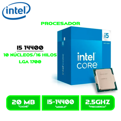 PROCESADOR CORE I5 14400 LGA 1700 2.5GHZ/4.7GHZ,20MB.CACHE 10 NUCLEOS