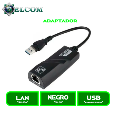 ADAPTADOR DELCOM DE USB 3.0 A ETHERNET