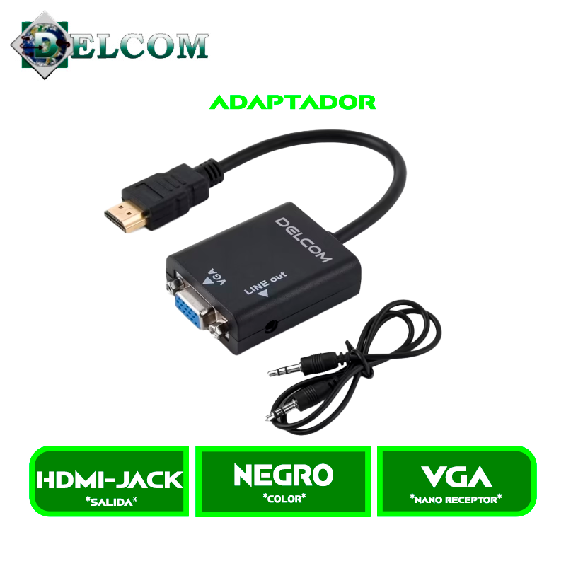 ADAPTADOR DELCOM DE HDMI A VGA CON AUDIO (DL-DAHVG001)