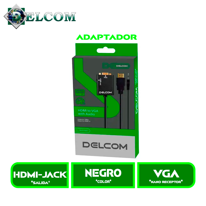 ADAPTADOR DELCOM DE HDMI A VGA CON AUDIO (DL-DAHVG001)