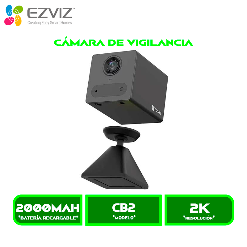 CÁMARADE VIGILANCIA EZVIZ INTERIOR CS-CB2-R100-2D2WF-BK1080P PARA A. BIDIRECCIONAL VISION NOCTURNA POR INFRARROJOS BATERIA RECARGABLE Y BASE MAGNETICA