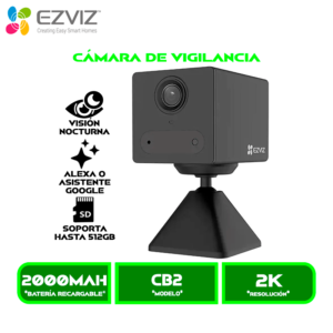 CÁMARADE VIGILANCIA EZVIZ INTERIOR CS-CB2-R100-2D2WF-BK1080P PARA A. BIDIRECCIONAL VISION NOCTURNA POR INFRARROJOS BATERIA RECARGABLE Y BASE MAGNETICA