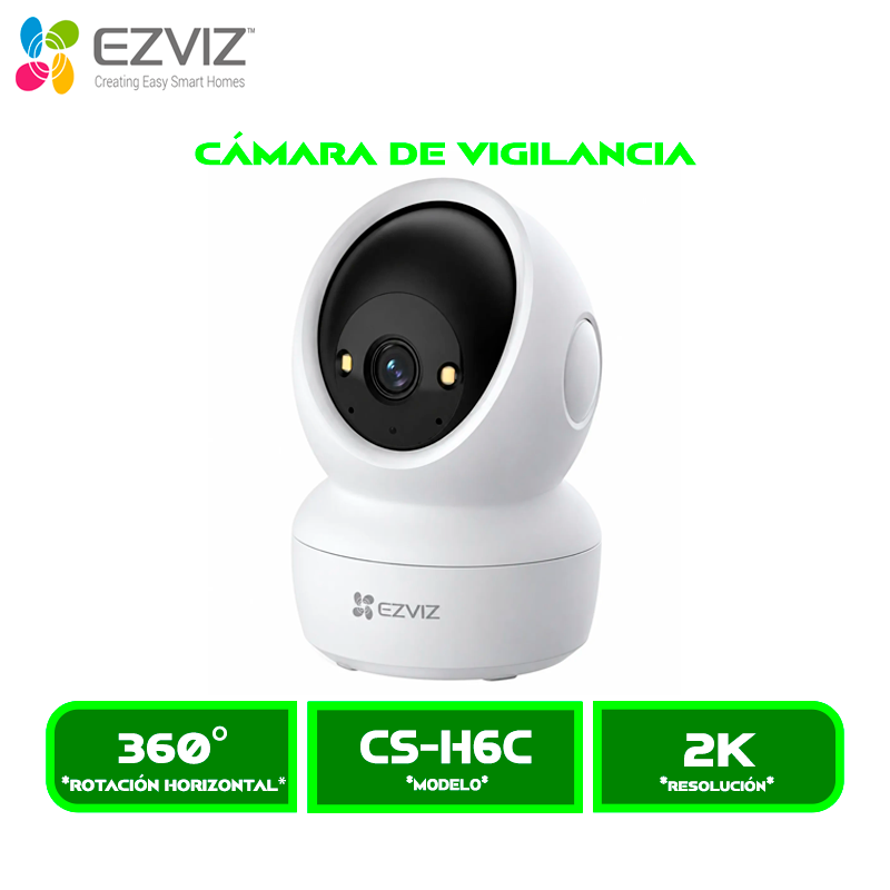 CS-H6c 1 CAMARA DE VIGILANCIA EZVIZ INTERIOR CS-H6C G1 (R220-1L3WFL) 3MP (2K) 360° BIDIRECCIONAL,VISION NOCTURNA, WIFI