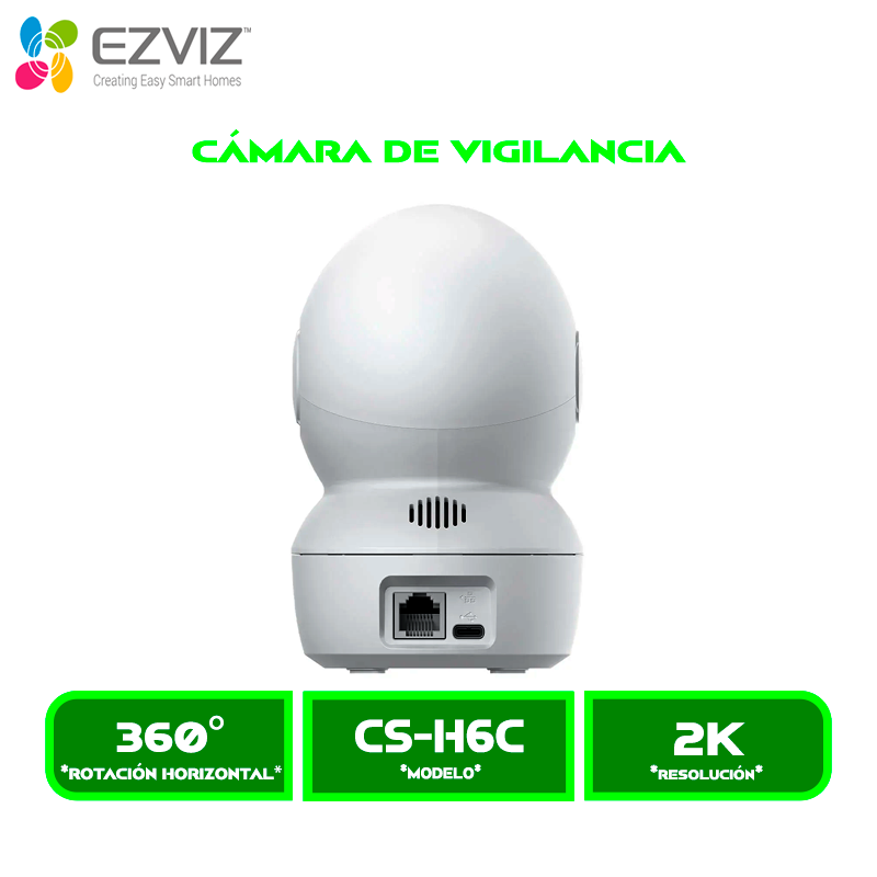 CS-H6c 3 CAMARA DE VIGILANCIA EZVIZ INTERIOR CS-H6C G1 (R220-1L3WFL) 3MP (2K) 360° BIDIRECCIONAL,VISION NOCTURNA, WIFI