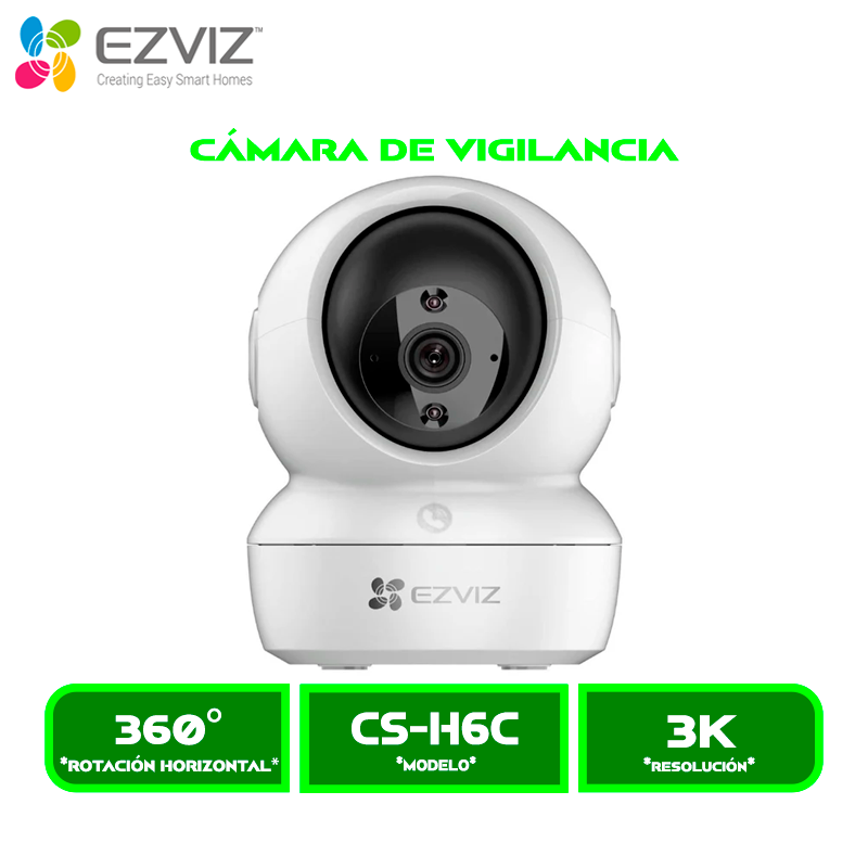 CAMARA DE VIGILANCIA EZVIZ INTERIOR CS-H6C G1 (R200-1Q5WFL), 3K 5MP, DETECCION MOVIMIENTOS-PERSONAS, VISION NOCTURNA, PRIVACIDAD, WI-FI