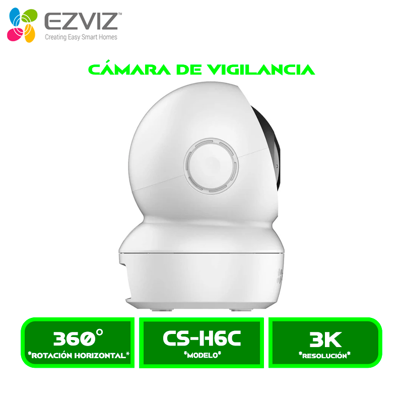 CAMARA DE VIGILANCIA EZVIZ INTERIOR CS-H6C G1 (R200-1Q5WFL), 3K 5MP, DETECCION MOVIMIENTOS-PERSONAS, VISION NOCTURNA, PRIVACIDAD, WI-FI