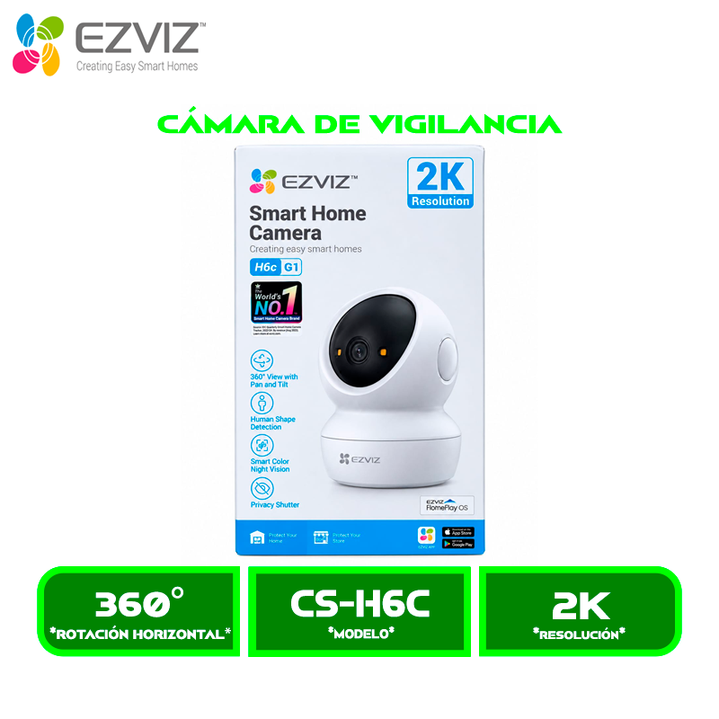 CS-H6c CAMARA DE VIGILANCIA EZVIZ INTERIOR CS-H6C G1 (R220-1L3WFL) 3MP (2K) 360° BIDIRECCIONAL,VISION NOCTURNA, WIFI