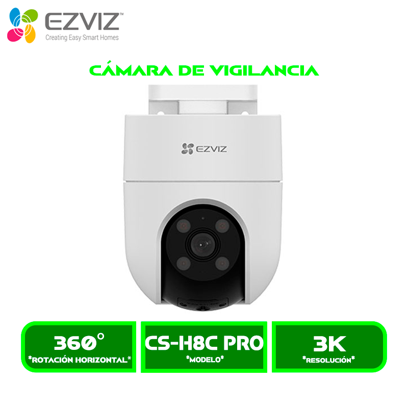 CÁMARA DE VIGILANCIA EZVIZ EXTERIOR SMART PAN-TILT CS-H8C PRO (R210-1R5WFL) 3K 5MP C/N IA 360° VISION NOCTURNA A COLOR AUTO ZOOM DUAL BAND WI-FI