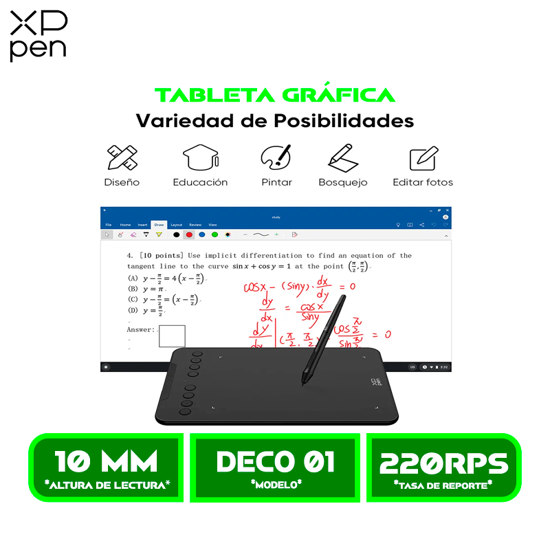 TABLETA GRÁFICA XP-PEN DECO 01 V3 10x6.25 USB-C BLACK Android Windows y MacOSN