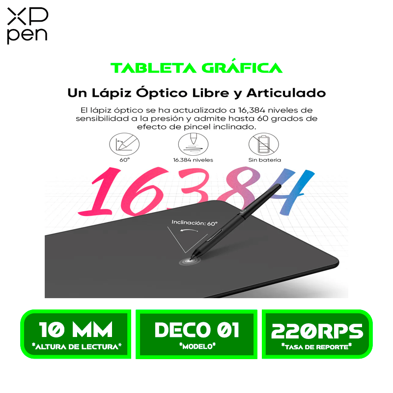 TABLETA GRÁFICA XP-PEN DECO 01 V3 10x6.25 USB-C BLACK Android Windows y MacOSN